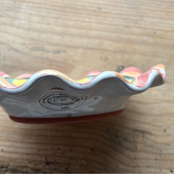 MacKenzie-Childs Pink and Yellow Ruffled Ceramic Trinket Dish - Picture 11 of 14